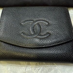 EUC CHANEL Black Textured Wallet